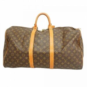 Louis Vuitton Monogram Keepall 55 Boston Bag M41424 Brown Men's and Women's